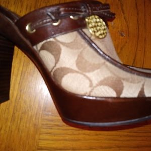 Coach | Shoes | Coach Jodey Signature High Heel Mules 9b | Poshmark